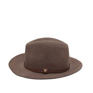 Rag & Bone Floppy Brim Fedora Wool Hat with Leather Band Brown Large